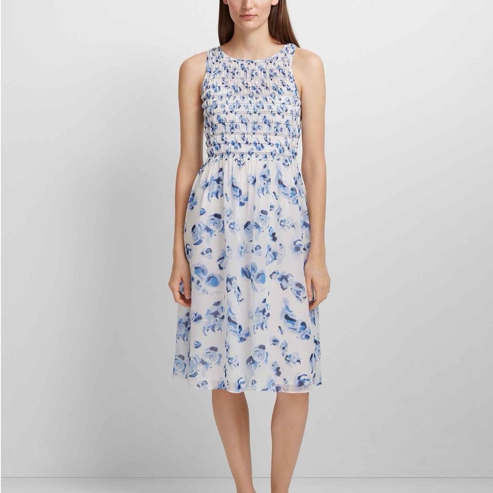 Club Monaco Floral Blue and White Sleeveless Dress